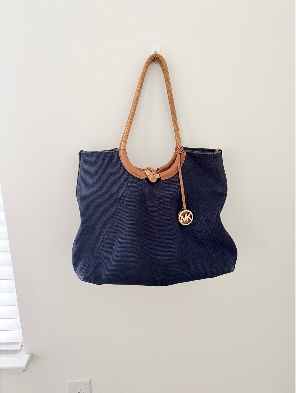 Michael Kors Navy Canvas Tote Bag |Large Everyday Tote